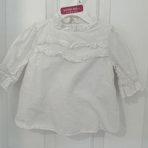White 3T top with ruffles
